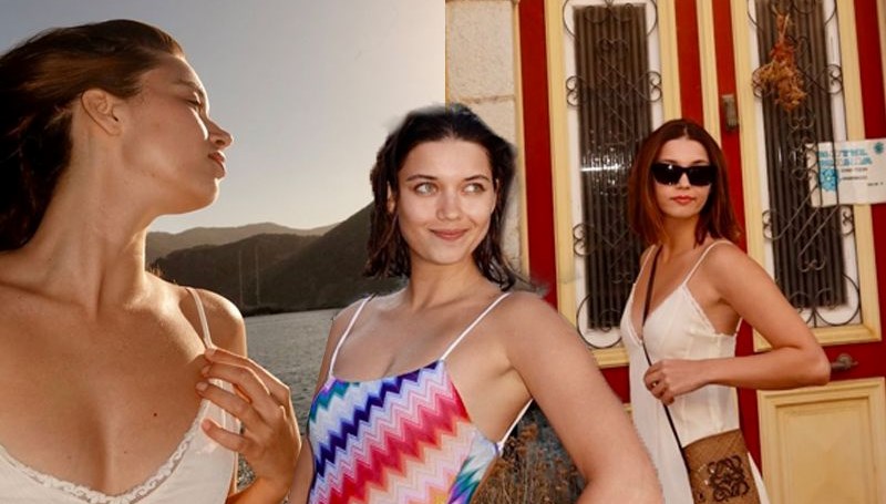 Simi Adası’na gitti: Afra Saraçoğlu’ndan yeni tatil kareleri