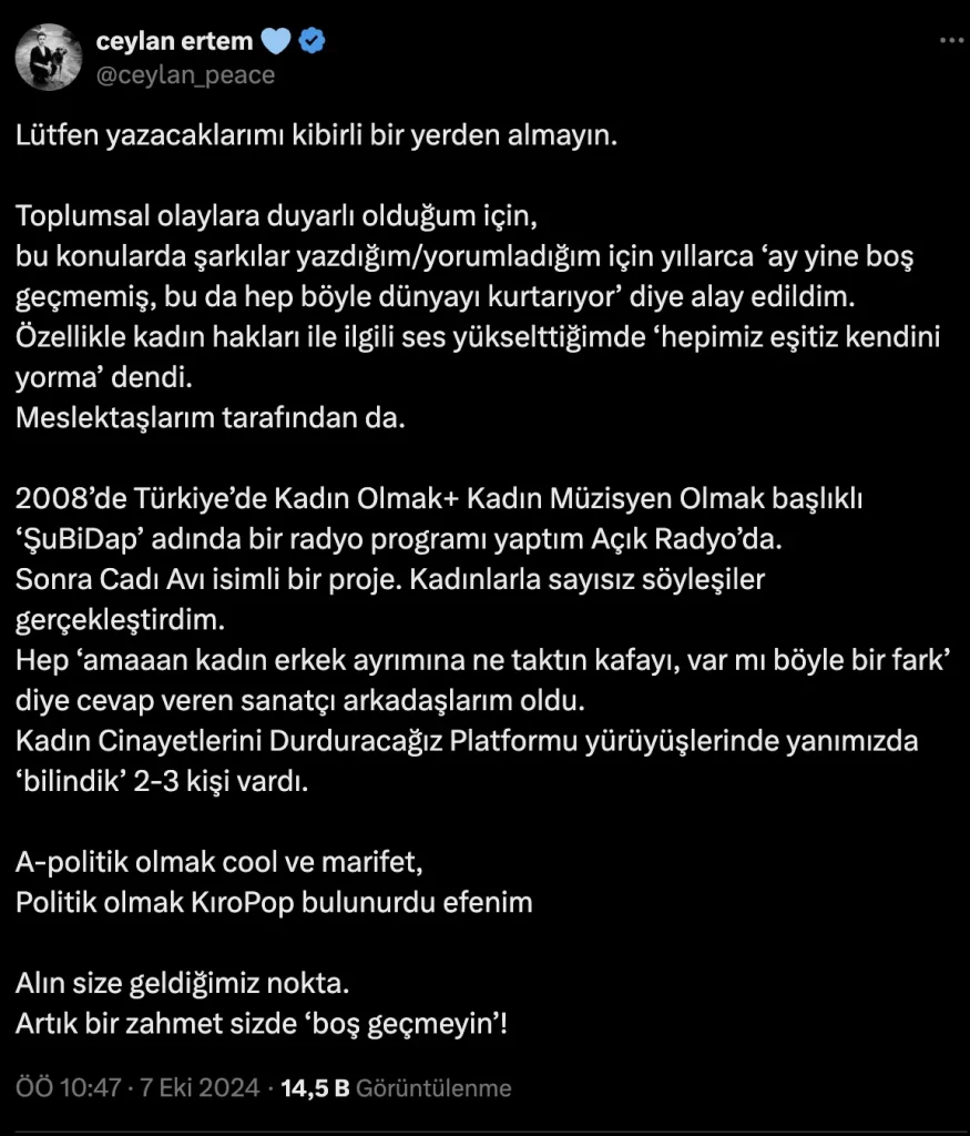 Ceylan Ertem Müzik Camiasındaki İkiYüzlülüğe Dikkat Çekti: Sektörde Korkunç İsimler Var