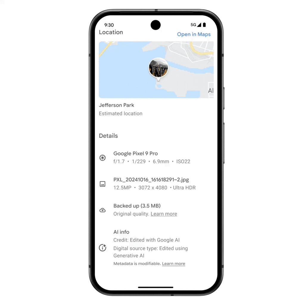 Google Fotoğraflar yapay zeka düzenlemelerin gösterecek