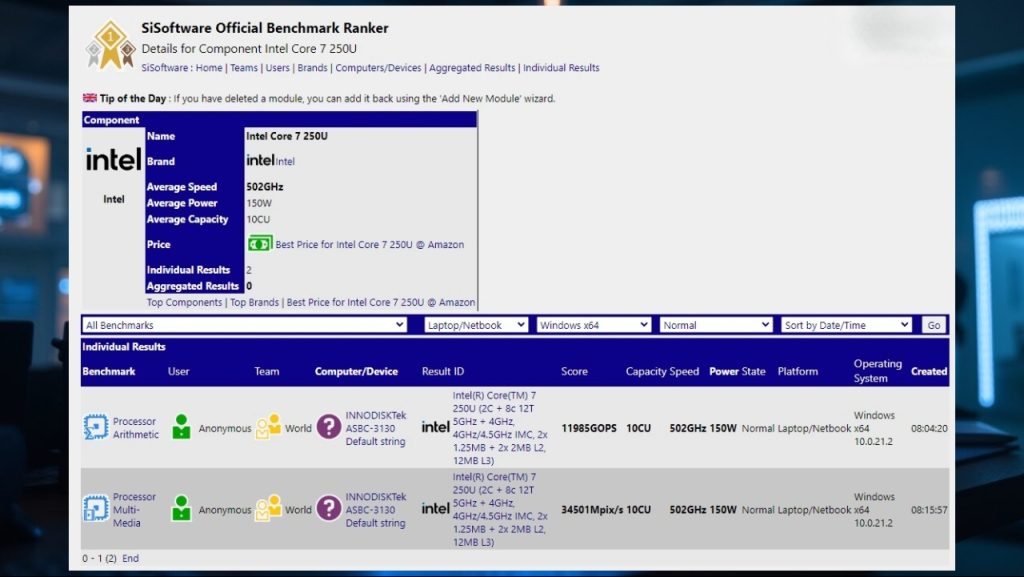 Notebook’lara Intel Core 7 250U ortaya çıktı! İşte özellikleri