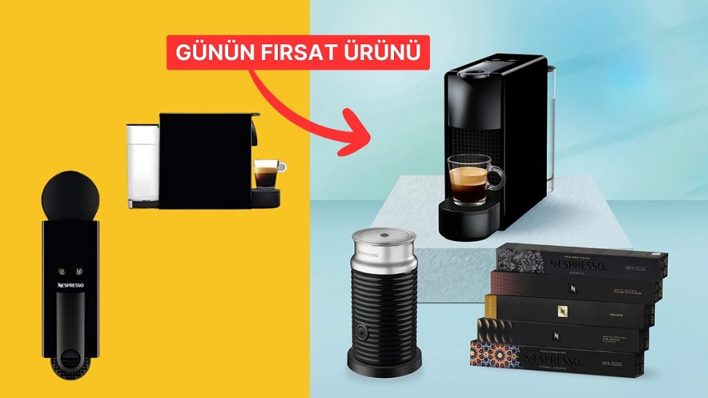 Nespresso C35 Essenza Mini Siyah Kahve Makinesi ve Süt Köpürtücü Aksesuar Seti İndirimde!