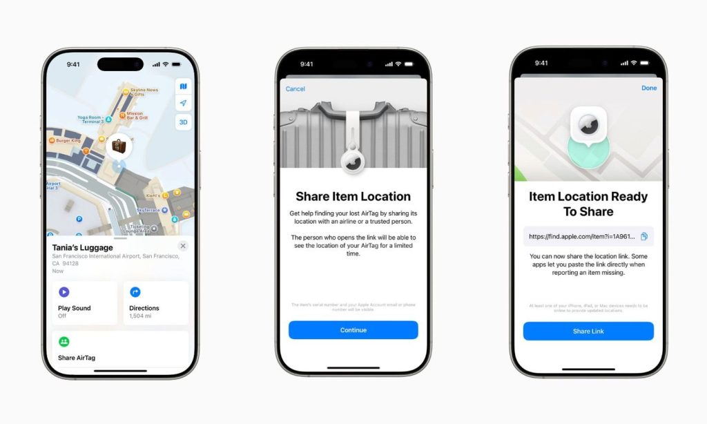Apple AirTag konumununun URL ile paylaşımına izin verecek
