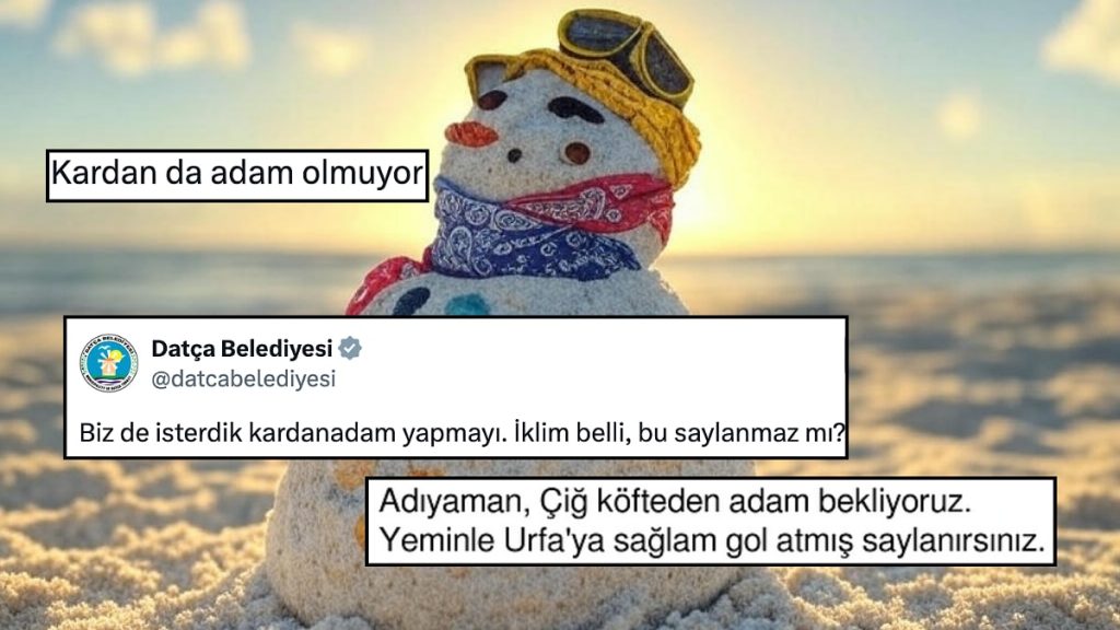 Herkes Kardan Adam Yaparken Datça Belediyesi Kumdan Adamla Yazı Özletti “İklim Belli Bu Sayılmaz mı?”