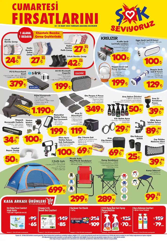 ŞOK Markete Kamp Ekipmanları Geliyor! – 22 – 25 Mart 2025 ŞOK Kamp Ürünleri Listesi