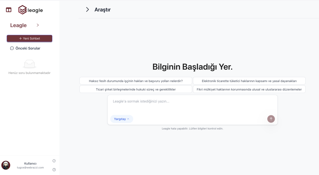 Yerli yapay zeka destekli hukuk teknolojisi girişimi: Leagle