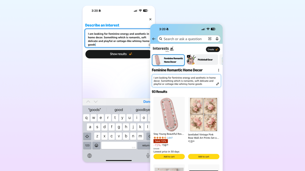 Amazon’un platformdaki ürünlerin keşfedilmesini sağlayan yapay zeka özelliği: Interests