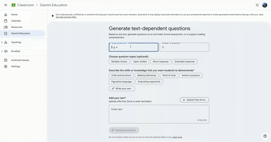 Google Classroom, yapay zeka destekli soru üretme özelliğini kullanıma sundu