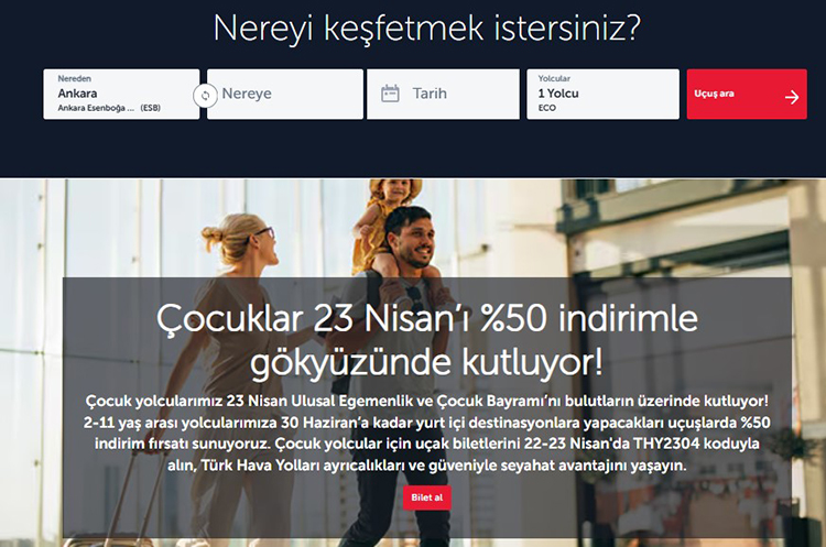Türk Hava Yolları’ndan 23 Nisan’a Özel Uçak Bileti Kampanyası