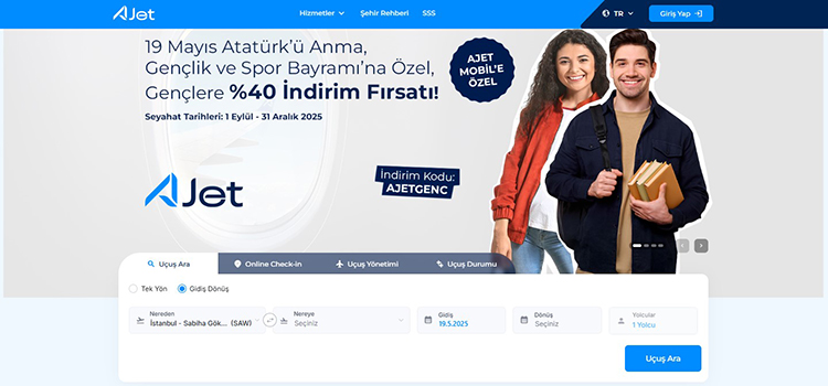 AJET’ten 19 Mayıs’a Özel İndirimli Uçak Bileti Kampanyası