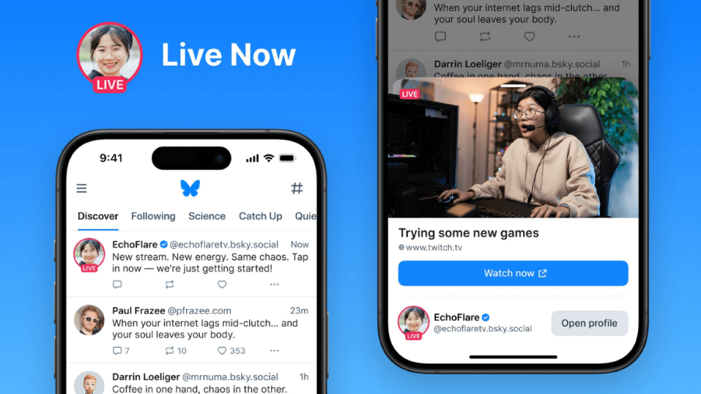 Bluesky, Twitch ve YouTube yayınlarına trafik sağlayacak “Live” rozeti özelliğini test ediyor