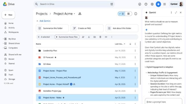 Google Drive Artık Yan Panelde Gemini ile Sohbet Olanağı Sağlıyor