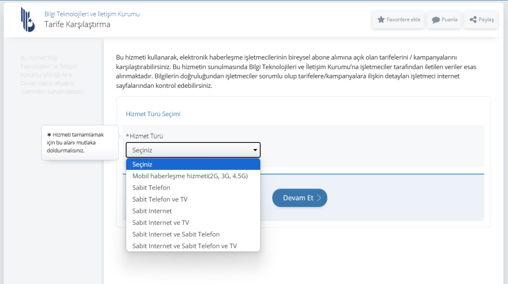 e-Devlet Tarife Karşılaştırma Sistemi nasıl kullanılır?