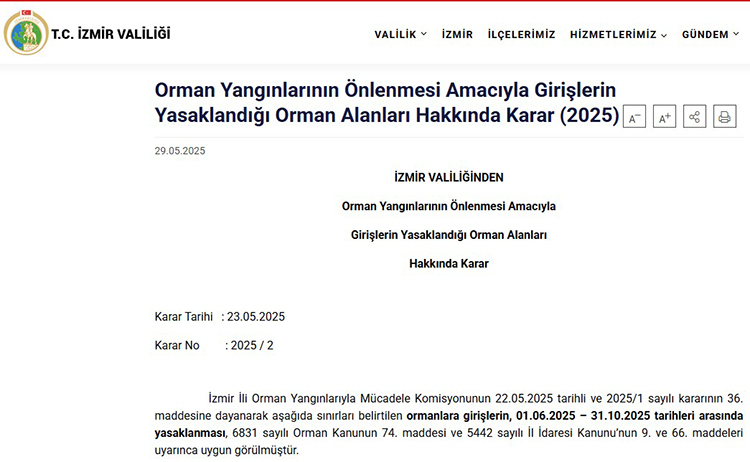 İzmir’de Ormanlık Alanlara Giriş Yasaklandı – İzmir’de Ormana Giriş Yasak Mı?