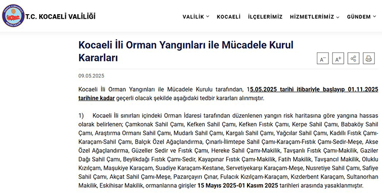 Kocaeli’de Ormanlık Alanlara Giriş Yasaklandı – Kocaeli’de Ormana Giriş Yasak Mı?