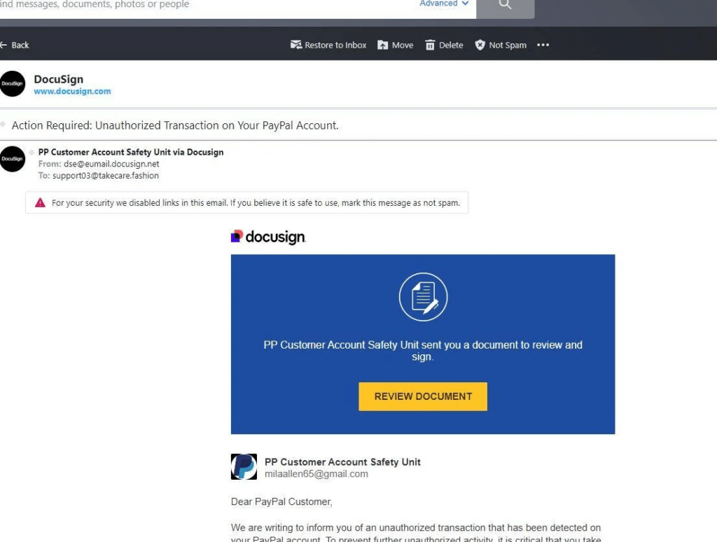 Docusign e-postalarında kişisel verilerinizi kaptırmayın