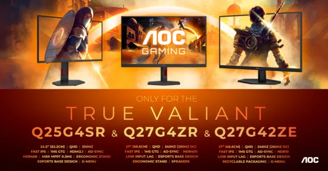AOC GAMING, 240, 260 ve 300 Hz Yenileme Hızı Sunan Q25G4SR, Q27G4ZR ve Q27G42ZE Modellerini Tanıttı