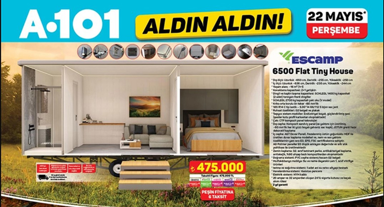 A101’de Tiny House Satılıyor! – A101 Escamp 6500 Flat Tiny House Özellikleri