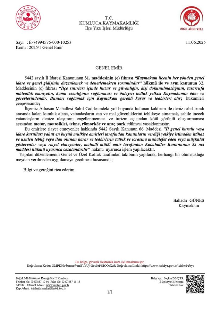 Antalya Adrasan Sahil Bölgesinde Araç Ve Karavan Park Etmek Yasaklandı
