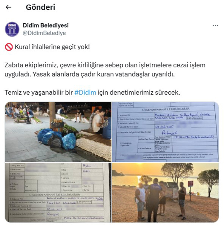 Aydın Didim’de Zabıta Denetimi: Yasak Alanlarda Kamp Yapanlar Uyarılıyor
