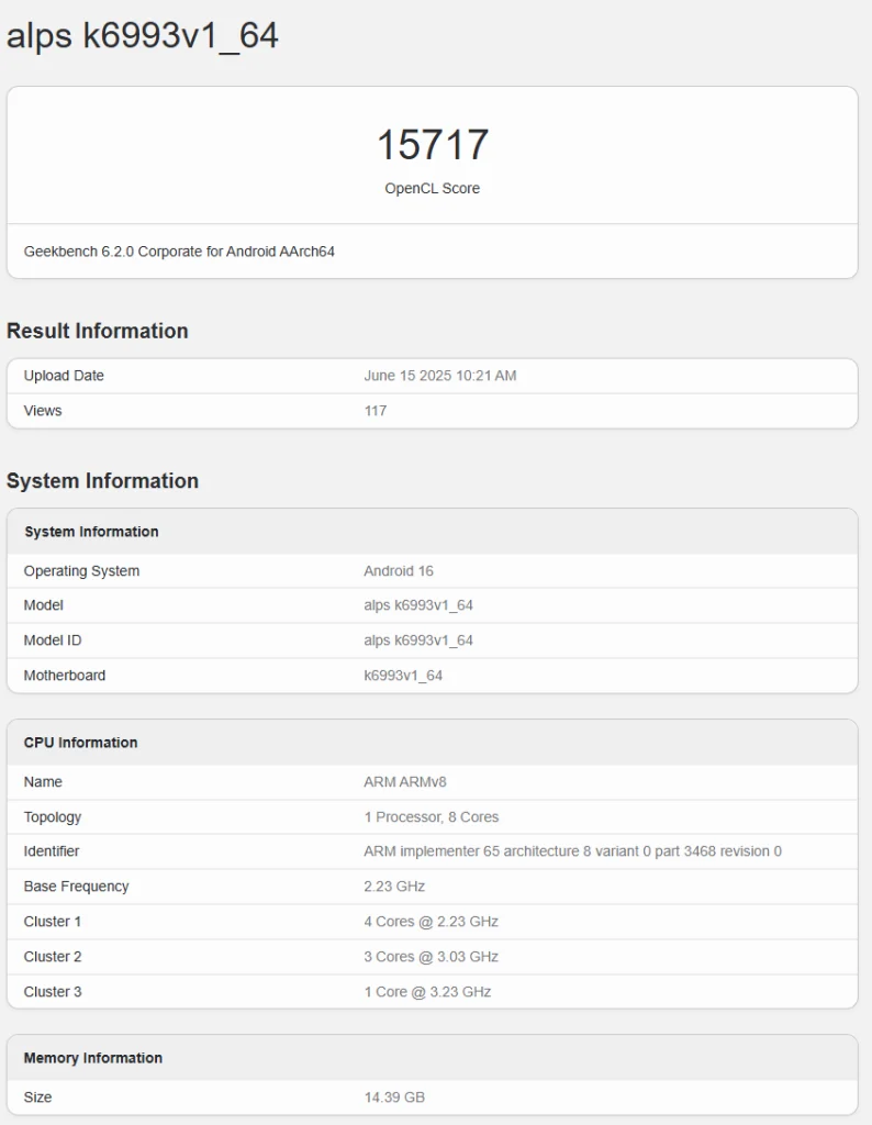 MediaTek Dimensity 9500, Geekbench’te görüntülendi