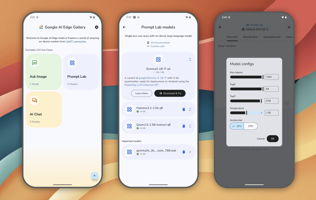 Google’dan açık kaynak yapay zeka modellerini telefonda çalıştıran uygulama: Google AI Edge Gallery