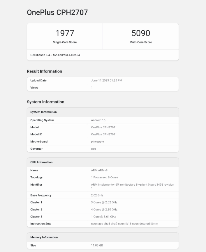 OnePlus Nord 5 Geekbench skoru ortaya çıktı