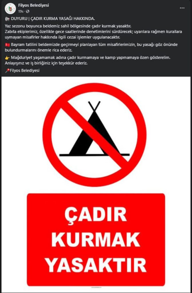 Zonguldak Filyos’ta Kamp Yapmak Yasaklandı!