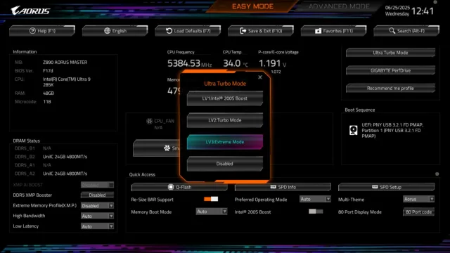 GIGABYTE Ultra Turbo Mod, Intel Z890 Anakartlar İçin Performans Artışı Getiriyor