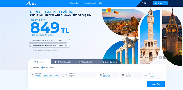 AJET Yurt İçi İndirimli Uçak Bileti Kampanyası Başladı – AJET Yurt İçi Ucuz Uçak Bileti Kampanya Kuralları 2025