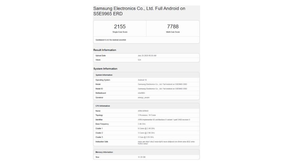 Exynos 2600 performans testinde