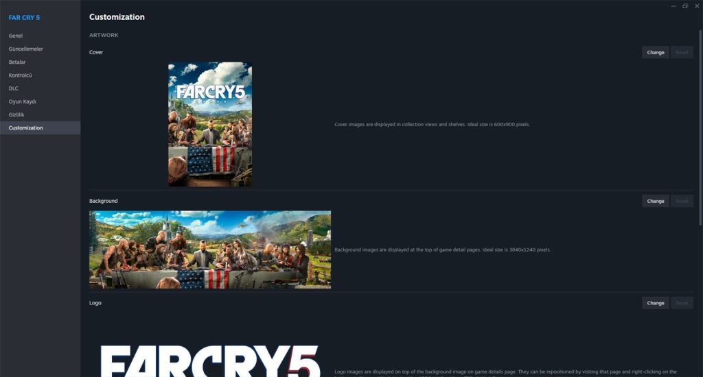 Steam Kütüphanesi İçin Özelleştirme Geldi