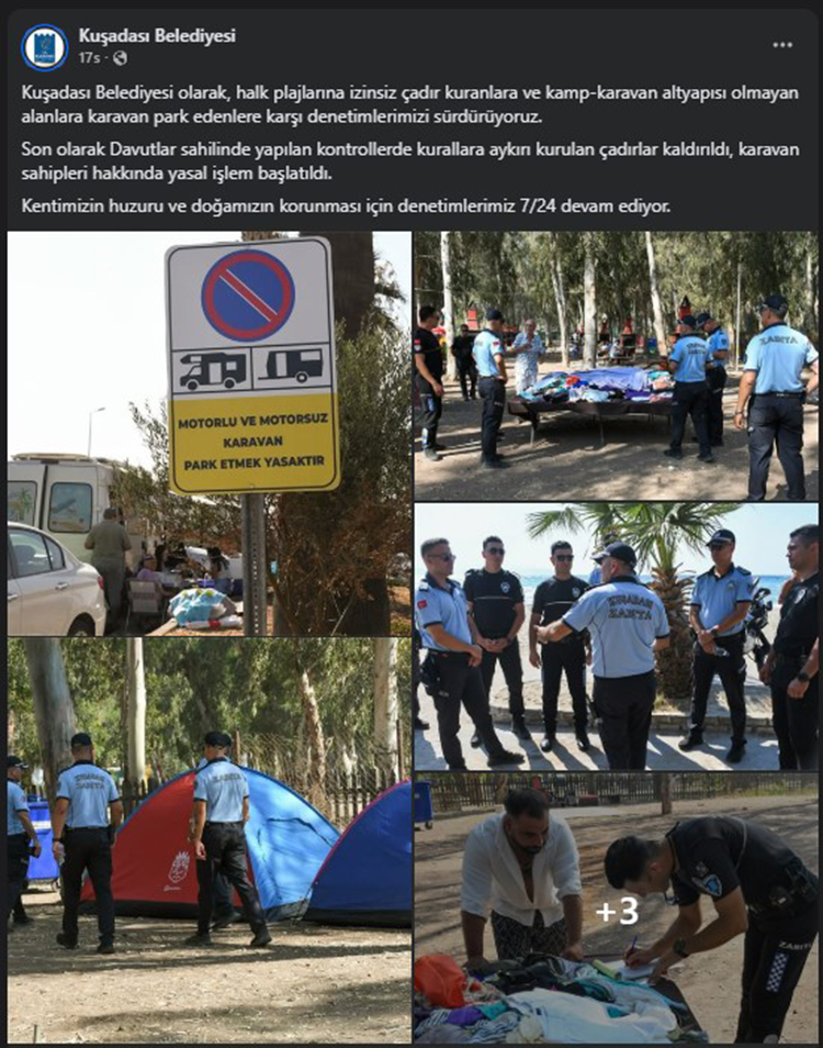 Aydın Kuşadası’nda Çadır Ve Karavan Kampı Yapmak İsteyenlere Zabıta Denetimi: Yasal İşlem Başlatıldı