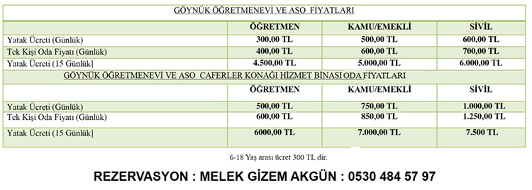 Bolu Öğretmenevleri 2025 Konaklama Fiyatları Ve İletişim Bilgileri