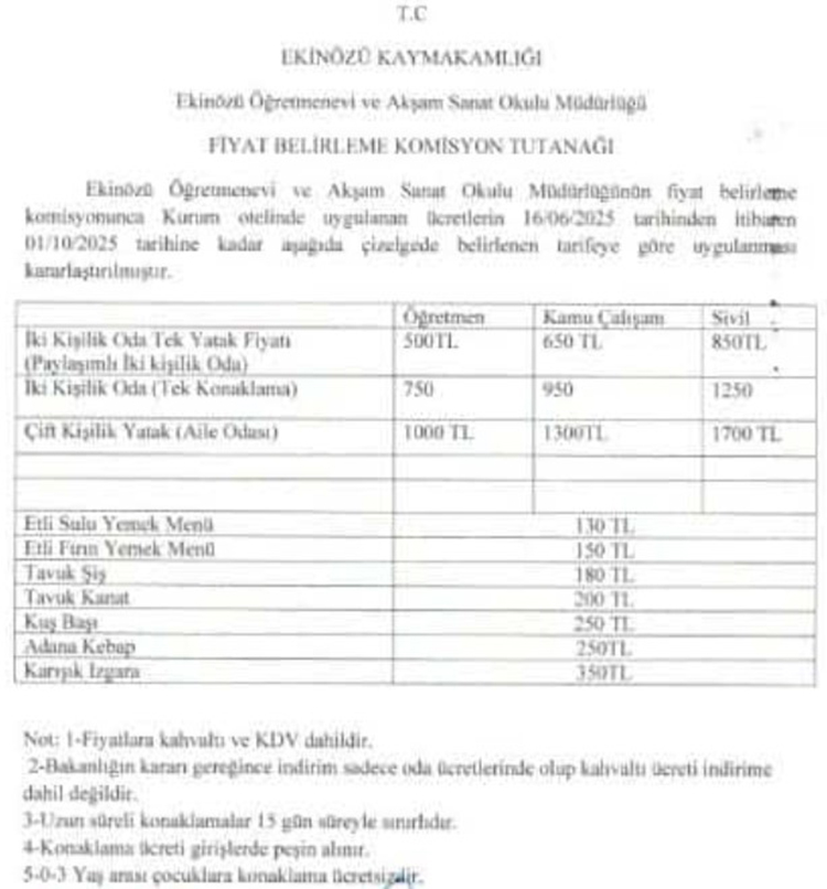 Kahramanmaraş Öğretmenevleri 2025 Konaklama Fiyatları Ve İletişim Bilgileri