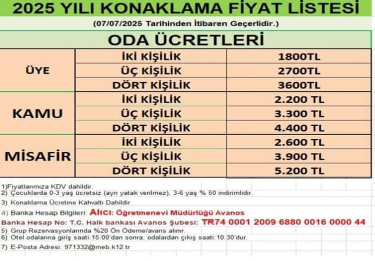 Nevşehir Öğretmenevleri 2025 Konaklama Fiyatları Ve İletişim Bilgileri