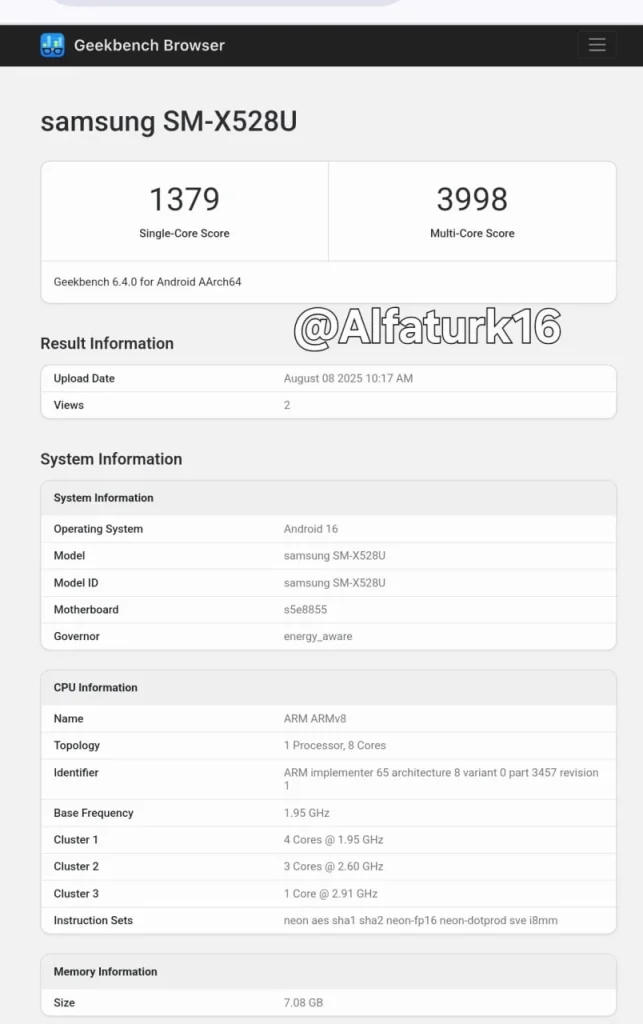 Galaxy Tab S10 FE 5G için One UI 8 testleri başladı