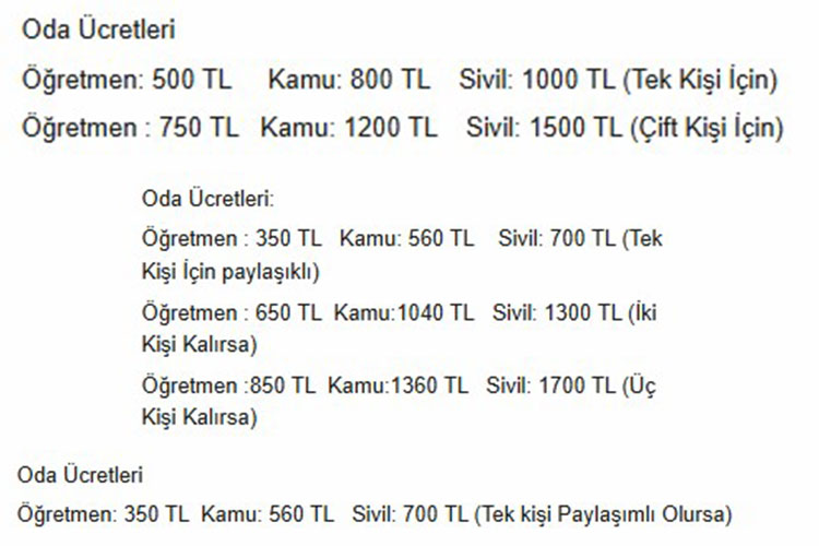 Sivas Öğretmenevleri 2025 Konaklama Fiyatları Ve İletişim Bilgileri