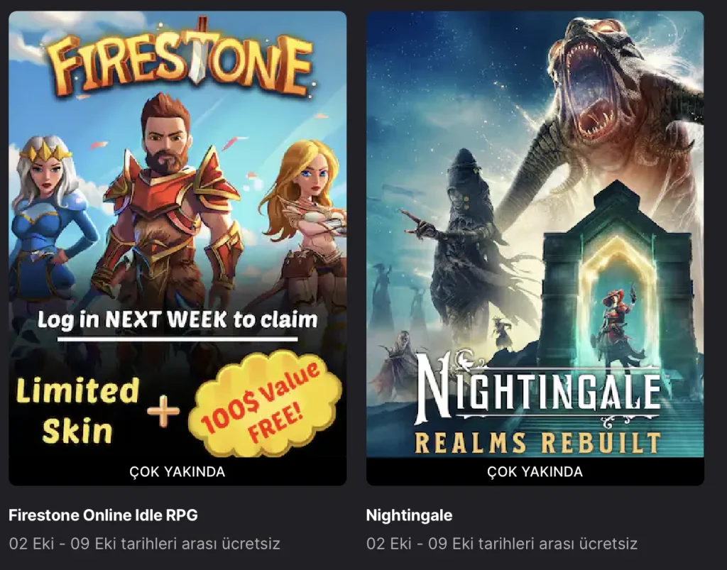 Epic Games önümüzdeki haftanın ücretsiz oyunları (2-9 Ekim)