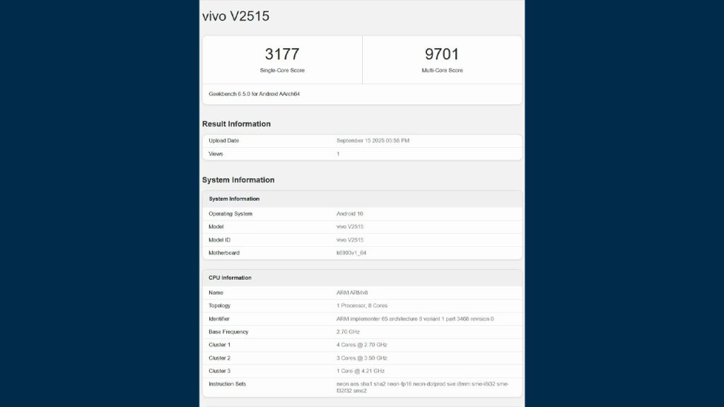 vivo X300 tanıtım öncesi Geekbench testlerinde göründü!