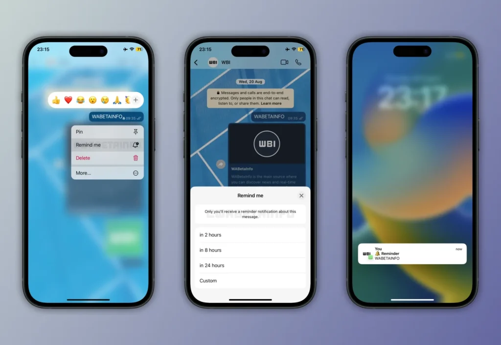 WhatsApp iOS sürümüne mesaj hatırlatma geldi