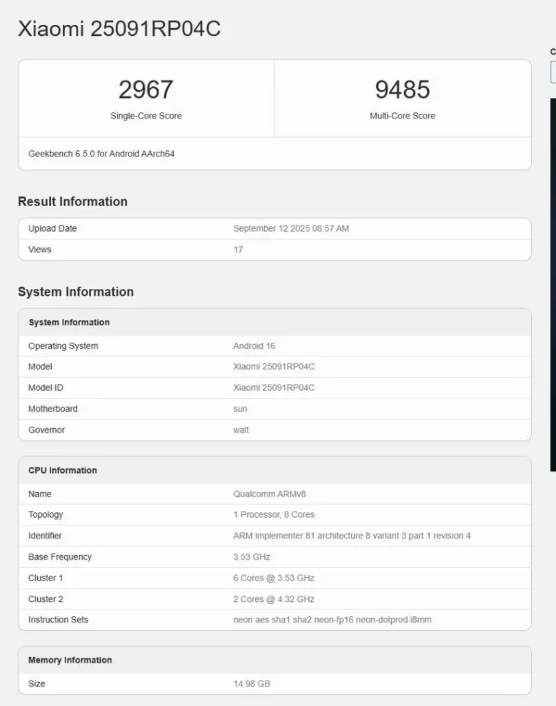 Xiaomi Pad 8 Geekbench skoru ortaya çıktı