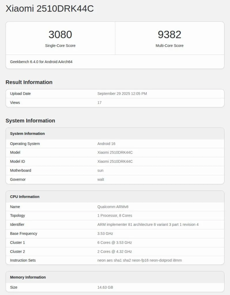 Redmi K90 Geekbench skoru ortaya çıktı